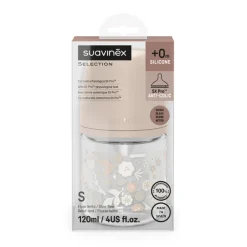 Zuigfles van glas met SX Pro S speen 120ML Wonderland Roos