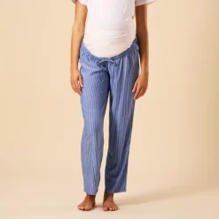 Zwangere gestreepte pyjamabroek met hoge hoofdband