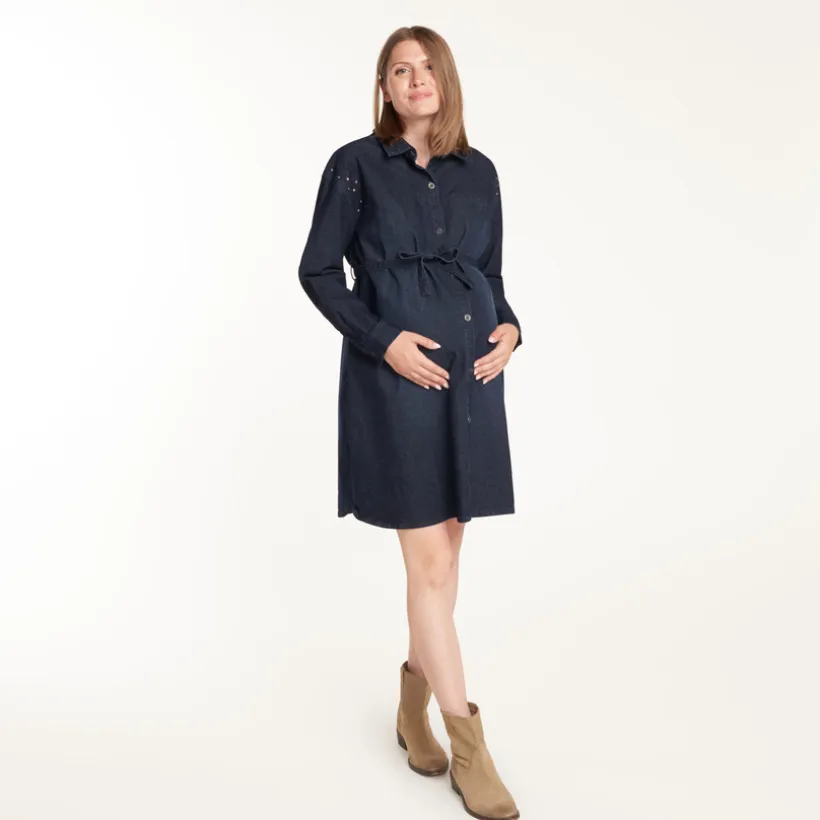 Zwangerschapsdenim blouse jurk