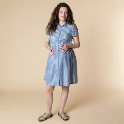 Zwangerschaps- en borstvoedingsblouse met streepjes