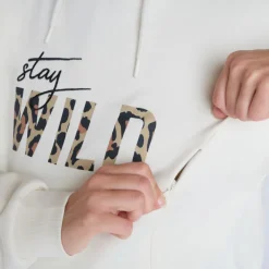 Zwangerschaps- en voedingssweater met rits en Wild print