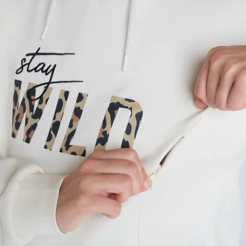 Zwangerschaps- en voedingssweater met rits en Wild print