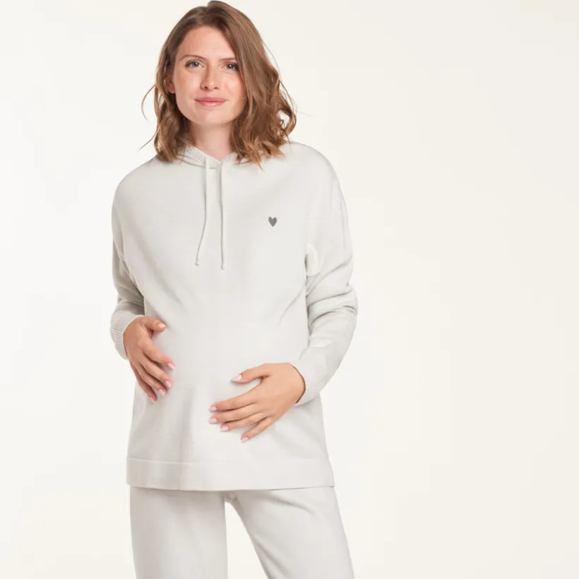 Zwangerschaps hoodie met gebreide hartborduurmotief