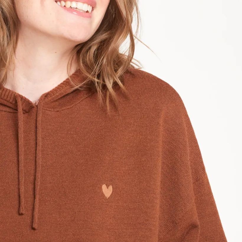 Zwangerschaps hoodie met gebreide hartborduurmotief