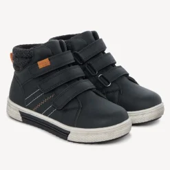 Zwarte laarsjes met drie velcro's voor babyjongens