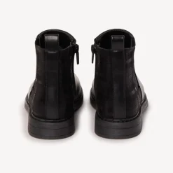 Zwarte laarsjes met ritssluiting en lederlook, met geruit detail meisjes