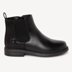 Zwarte laarsjes met ritssluiting en lederlook, met geruit detail meisjes