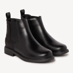Zwarte laarsjes met ritssluiting en lederlook, met geruit detail meisjes