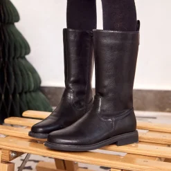 Zwarte laarzen met leder effect meisjes