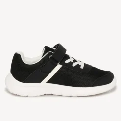 Zwarte lage sportsneakers met elastische veters en velcro jongens