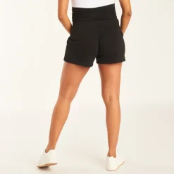 Zwart zwangerschapsshort van sweatstof met uni bovenband.
