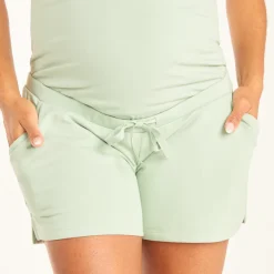 Zwart zwangerschapsshort van sweatstof met uni bovenband.
