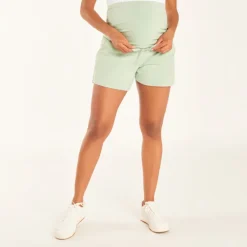 Zwart zwangerschapsshort van sweatstof met uni bovenband.