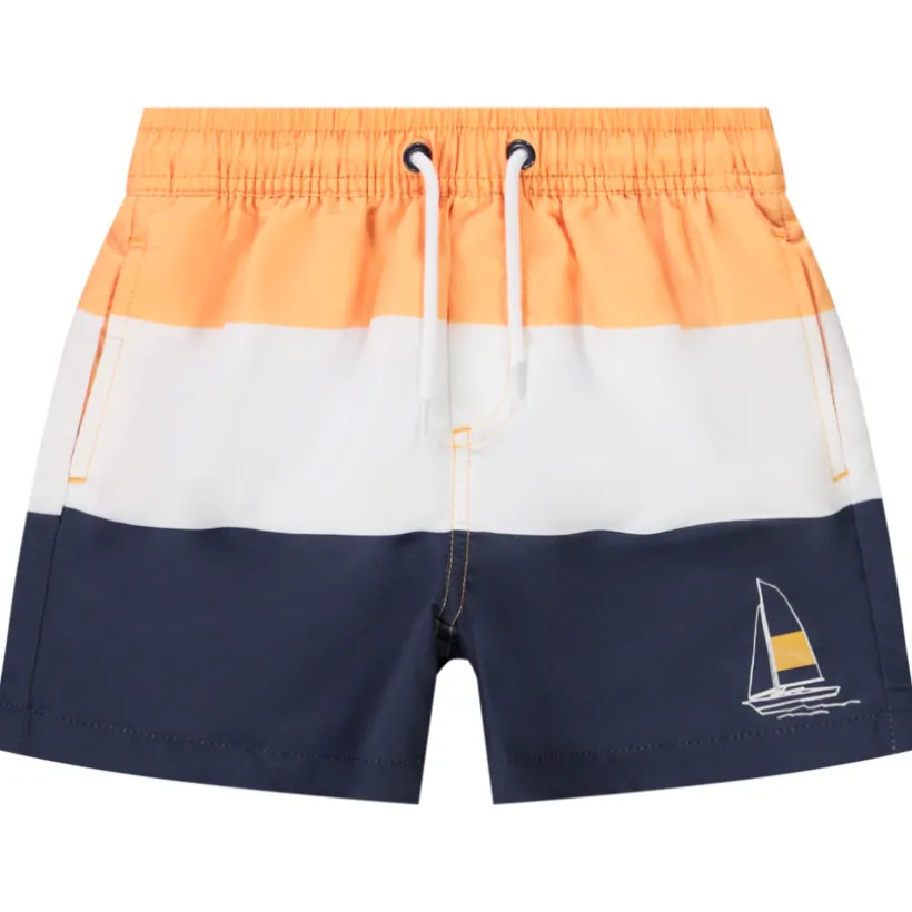 Zwembroek colour block effect print zeilboot jongens